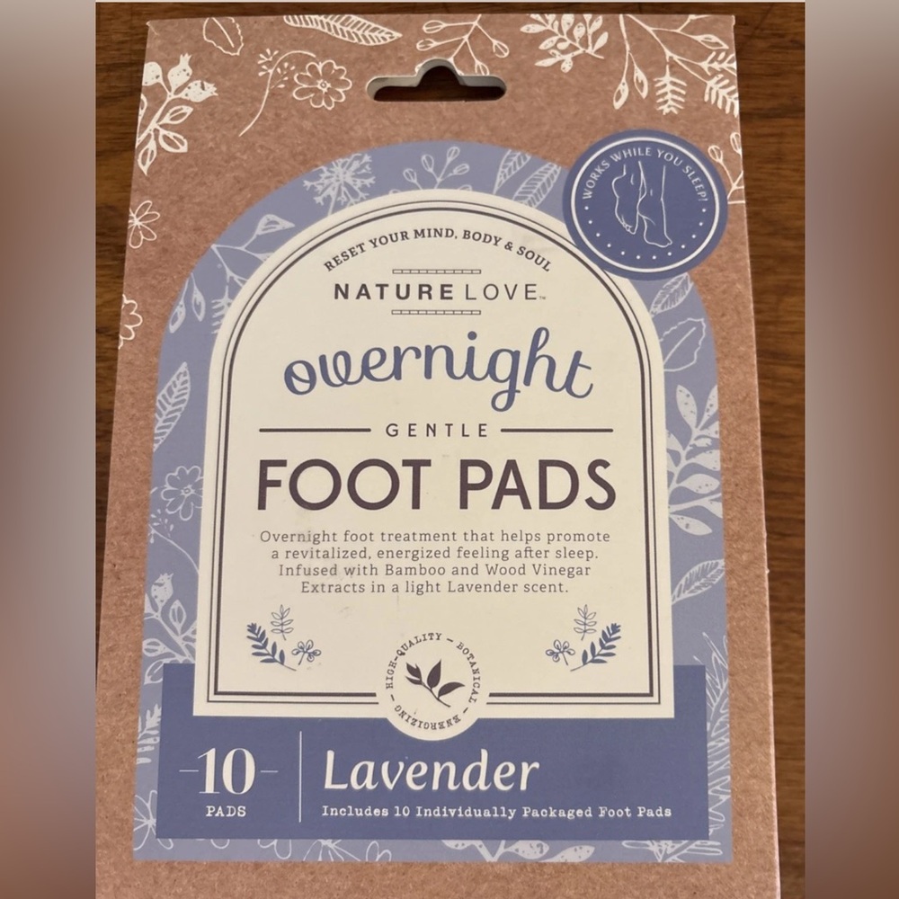 Nature Love LAVENDER, Bamboo & Wood Vinegar- 10 ct- Detoxifying Foot Pads-NIP
